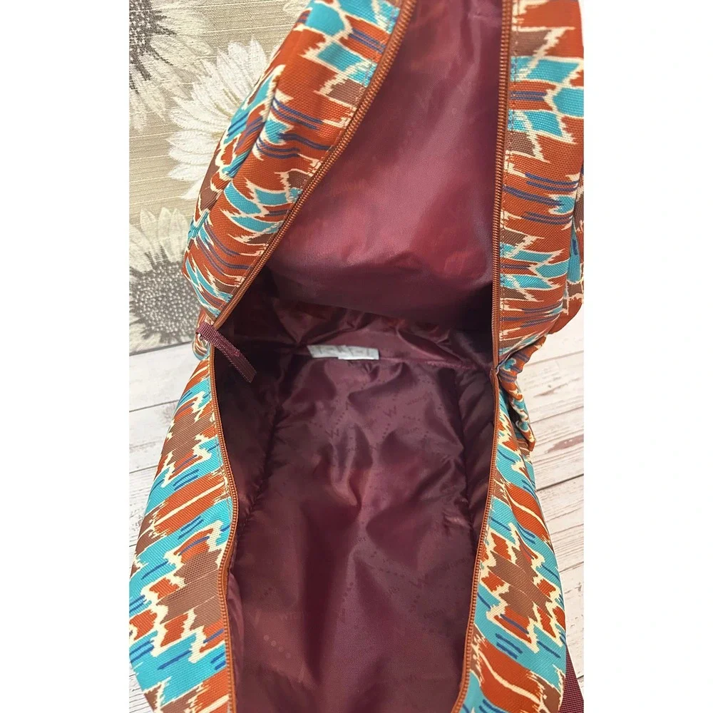 Wrangler by Montana West Aztec Southwestern Print Canvas Backpack Turquoise/Rust